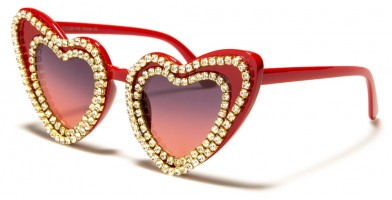 Heart Shaped Rhinestone Women's Bulk Sunglasses RH-3266